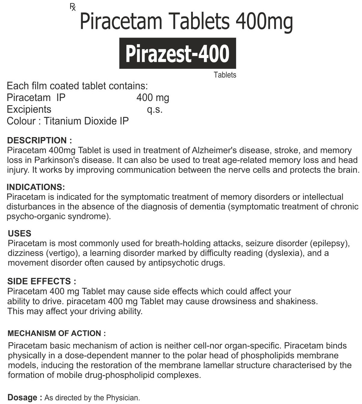 PIRAZEST-400 TABLETS